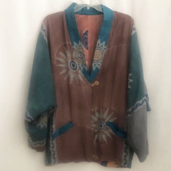 Las Manos Batik Bohemian Reversible Jacket M/L approx. - Picture 6 of 10